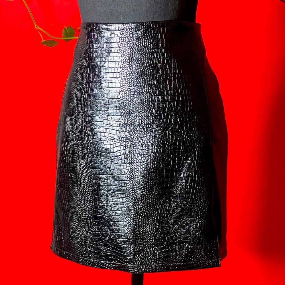 Faux Alligator Leather TOPSHOP High Waisted Skirt SIZE 12